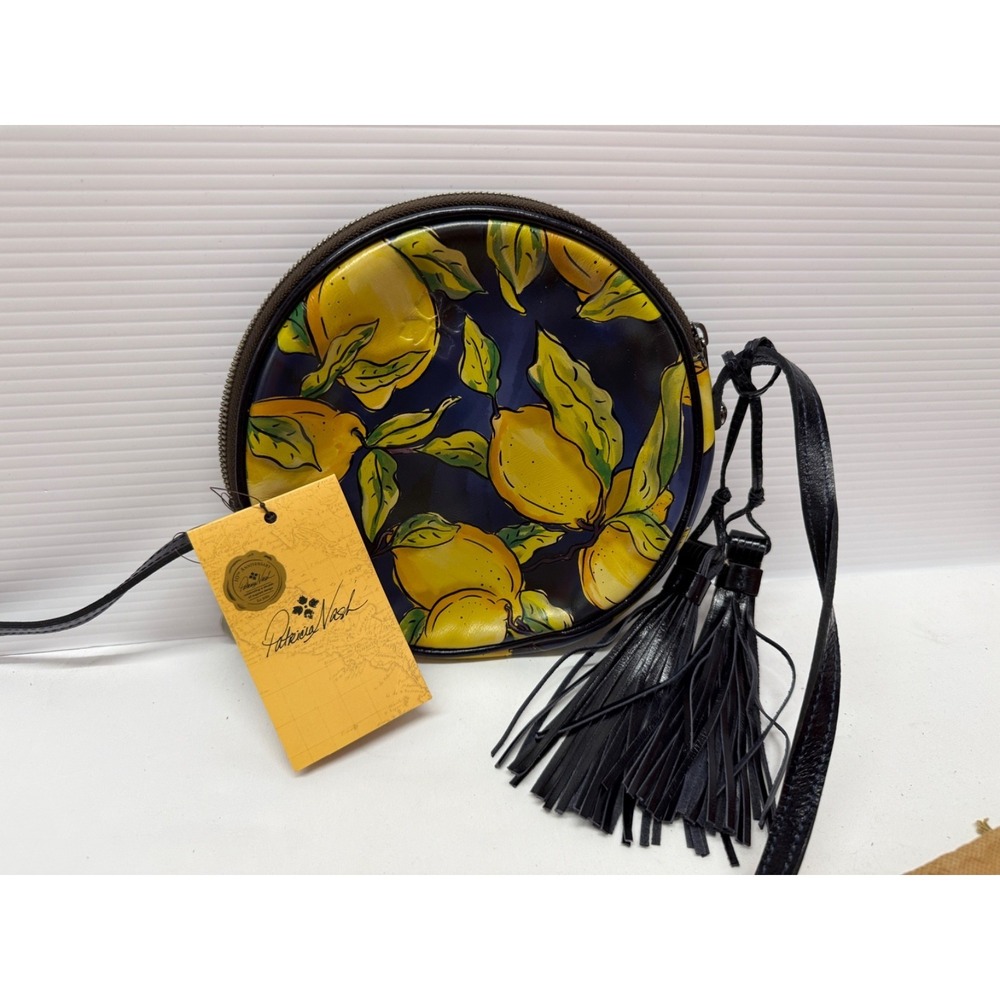 PATRICIA NASH Small Purse SCAFATI Canteen-Shaped tasseled Crossbody Bag LIMON